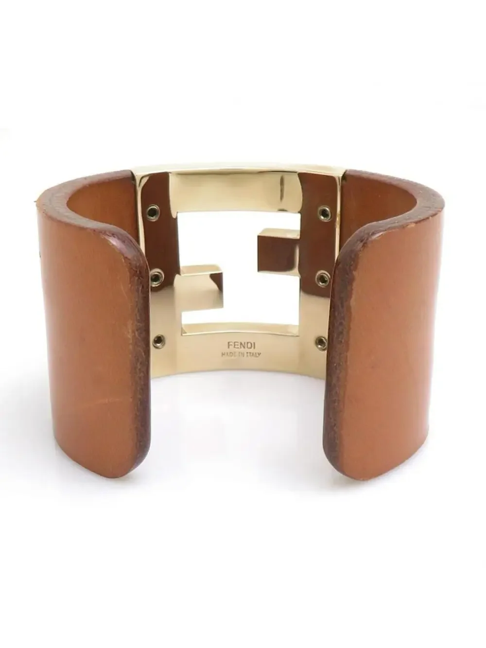 Auth Fendi Bangle Bracelet Brown/Gold #302724F19B